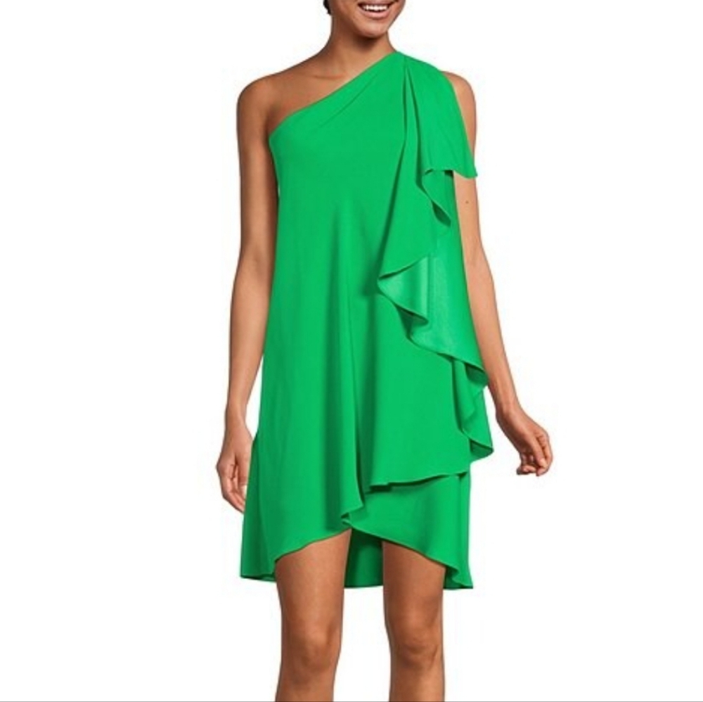 NWT Alex Marie Women's Chantal Green One Shoulder Cocktail Dress
